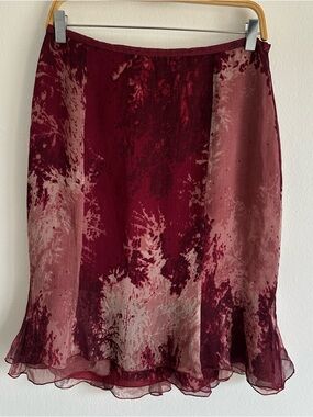 Vintage Y2K Fairy Skirt Midi Silk El Corte Ingles Red Pink Whimsigoth Grunge